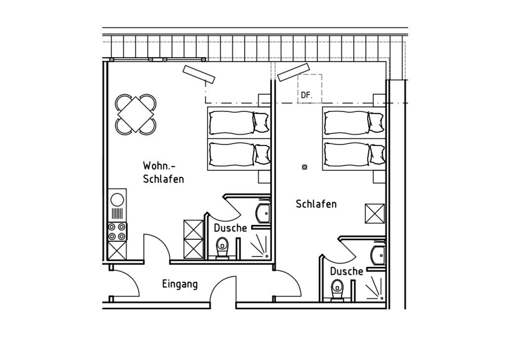 Grundriss der Ferienwohnung 7 auf dem Gutshof Schulze Althoff